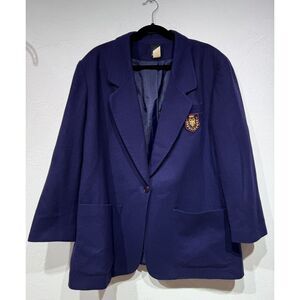 VTG 100% Wool Blazer Coat Jacket 80s90s Panther Woman Size 20W Blue/Royal Purple